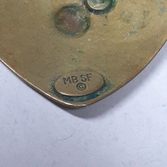 Marjorie Baer Earrings MBSF signed Mixed Metal Modernist Hand Made Hammered 1" - Picture 10 of 12